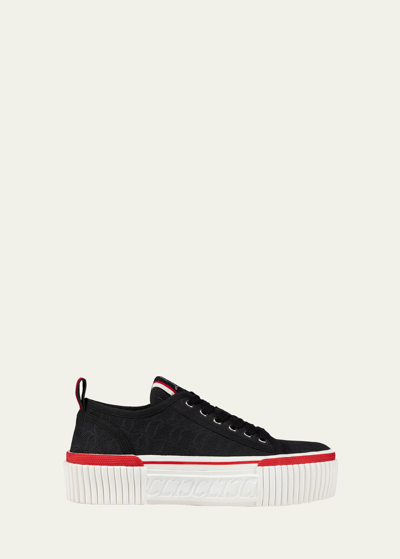 Christian Louboutin Super Pedro Monogram Red Sole Trainers In Black