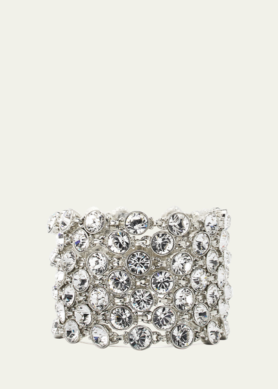 Ben-amun Wide Silver Crystal Bracelet In White
