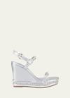 Christian Louboutin Pyraclou Espadrille Wedge Sandal In Silver