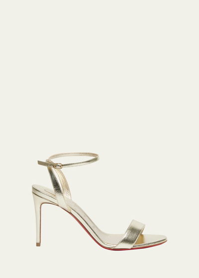 CHRISTIAN LOUBOUTIN LOUBIGIRL METALLIC RED SOLE ANKLE-STRAP SANDALS