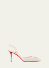 Christian Louboutin Queenissima Embellished Red Sole Slingback Pumps In Beige