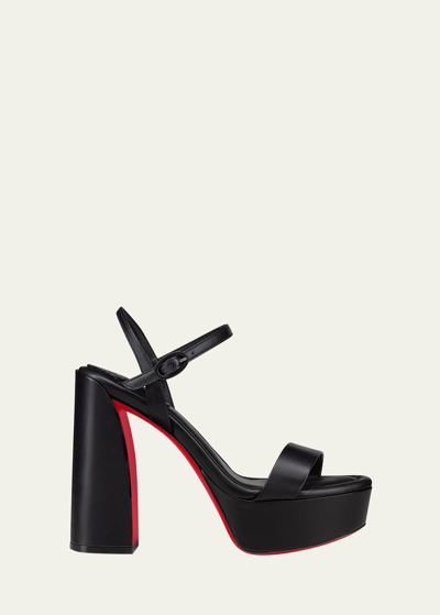 Christian Louboutin Movida Jane Leather Red Sole Platform Sandals In Black