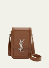 Saint Laurent Men's Ysl Solferino Phone Case Bag In Chestnut