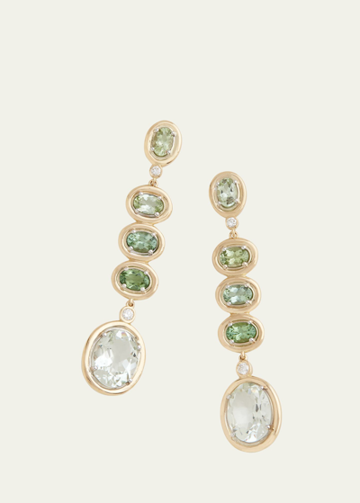 Jamie Wolf 18k Tourmaline, Green Amethyst, And Diamond Ombre Earrings In Yg