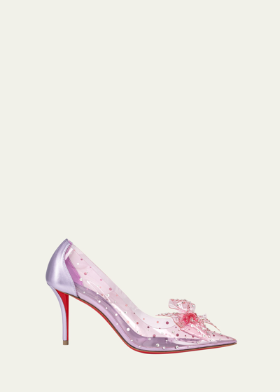 Christian Louboutin Strass Jelly Bow Red Sole Pumps In Cryparmelin Parme