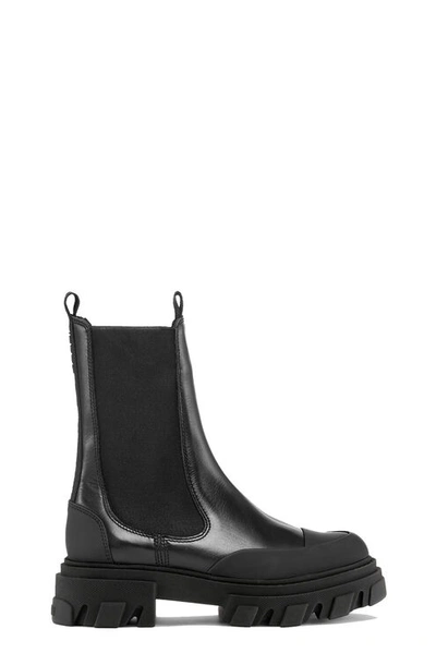 Ganni Black Cleated Mid Chelsea Boots