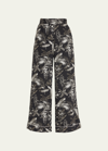 Thebe Magugu Porcelain Floral Print Flare Pajama Trousers In Bone And Black Po
