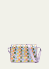 Christian Louboutin Loubi54 Small Crossbody In Woven Metallic Leather In Multi