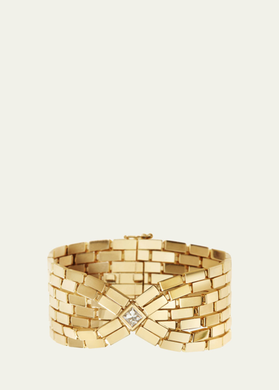 Ileana Makri 18k Yellow Gold Cascade Bracelet With Square White Diamonds In Yg