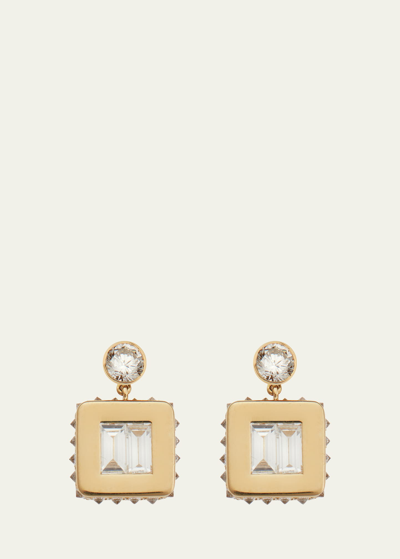 Ileana Makri 18k Yellow Gold Baguette Diamond Inverted Tile Earrings In Yg