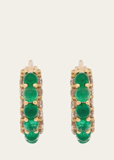 Ileana Makri 18k Yellow Gold Emerald Streamflow Hoop Earrings In Yg