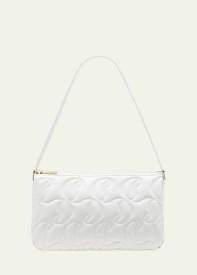 Christian Louboutin Loubila Shoudler Bag In Cl Embossed Nappa Leather In Bianco
