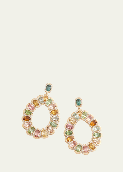 Jamie Wolf 18k Yellow Gold Diamond Pear Shape Earrings With Multicolor Tourmalines In Yg
