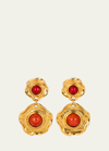 BEN-AMUN SINGLE DROP POST EARRINGS WITH CORAL STONES