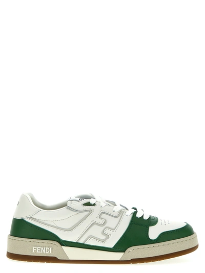 Fendi Match Leather Sneakers In White