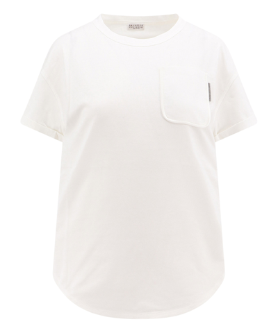 Brunello Cucinelli Cotton Jersey T-shirt In Bianco