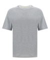 Brunello Cucinelli Clean Monochrome T-shirt Double Layer In Grey