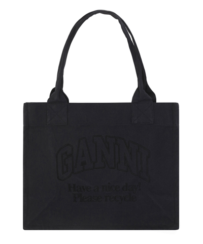 Ganni Easy Shopper Tote Bag In Black