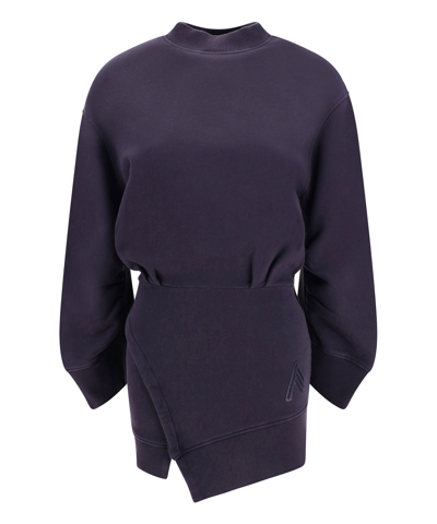 Attico Ivory Cotton Jersey Sweater Dress In Violet