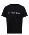 Givenchy Loose T-shirt In Black Cotton With Reflective Pattern In Black