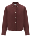 Forte Forte Crystal-embellished Cotton-blend Shirt In Brown