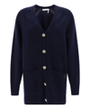 Chloé Knot-button Recycled Cashmere Cardigan In Blue