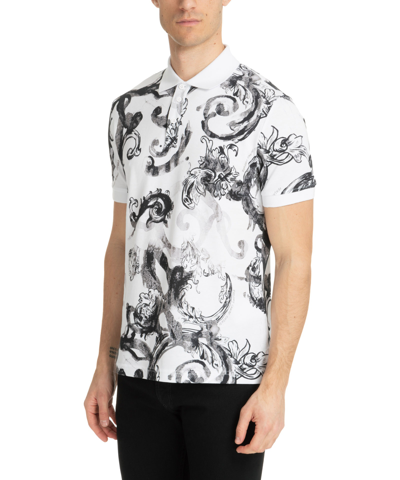 Versace Jeans Couture Watercolour Couture Polo Shirt In White