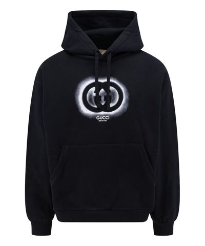 Gucci Logo-printed Cotton Hoodie In Black