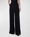 Akris Miyuki Pleated Wide-leg Trousers In Black