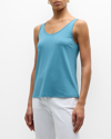 Eileen Fisher Scoop-neck Silk Jersey Tank In River