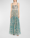 BRONX AND BANCO MIDNIGHT SLEEVELESS SEQUIN SQUARE-NECK GOWN