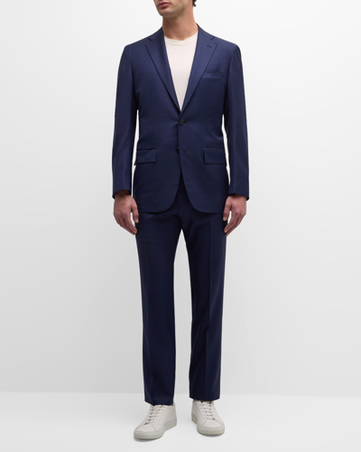 Kiton Men's Solid Wool Suit In Navy