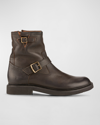 Frye Men's Dean Leather Moto Boots In Chocolate