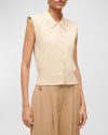 Staud Nola Cotton And Cashmere Sleeveless Sweater In Camel