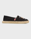 KENZO MEN'S EMBROIDERED LOGO CANVAS ESPADRILLES