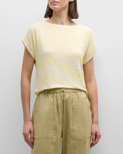 MAJESTIC STRIPED STRETCH LINEN TEE