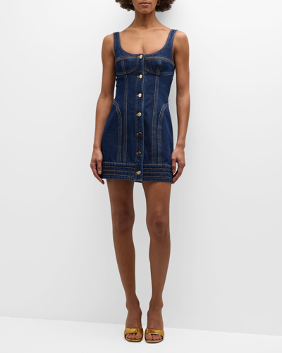 Acler Valleybrook Denim Mini Dress In Dark Indigo | ModeSens