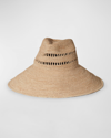 JANESSA LEONE HARLOW RAFFIA LARGE-BRIM HAT