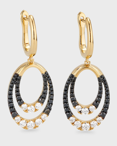 Frederic Sage 18k Clip Ii Medium Oval Black And White Diamond Earrings In Gold