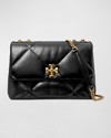Tory Burch Kira Diamond Quilted Leather Small Convertible Shoulder Bag In Black