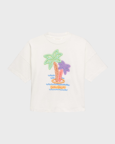 Palm Angels Kids' Neon Palm Graphic-print Cotton-jersey T-shirt 4-12 Years In Off White Mi