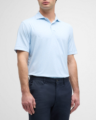 Peter Millar Men's Crown Crafted Diamond In The Rough Jersey Polo Shirt In Blue Frost