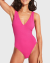 Seafolly Sea Dive Deep V-neck One-piece Swimsuit In Pink