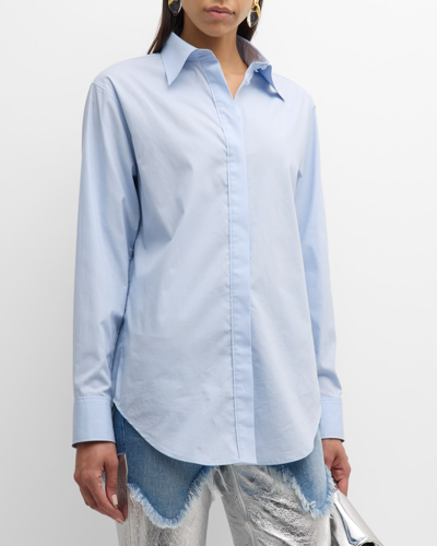 Brandon Maxwell Spence Silk Crepe Button-down Shirt In Light Blue