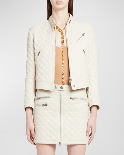 Tom Ford Quilted Leather Racer Jacket In Birch