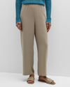Eileen Fisher Cropped Straight-leg Silk Pants In Atlantis