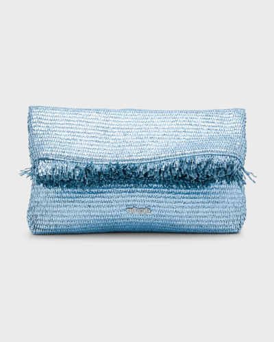 Cult Gaia Shanti Mini Metallic Woven Clutch Bag In Marine