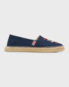 Kenzo Tiger Embroidered Cotton Espadrilles In Midnight Blue
