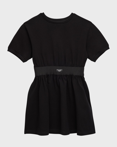 DOLCE & GABBANA GIRL'S LOGO ELASTIC JERSEY DRESS