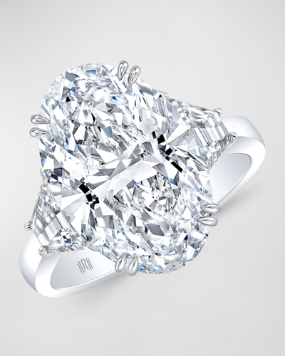 Rahaminov Diamonds Platinum Oval And Trapezoid Diamond Ring